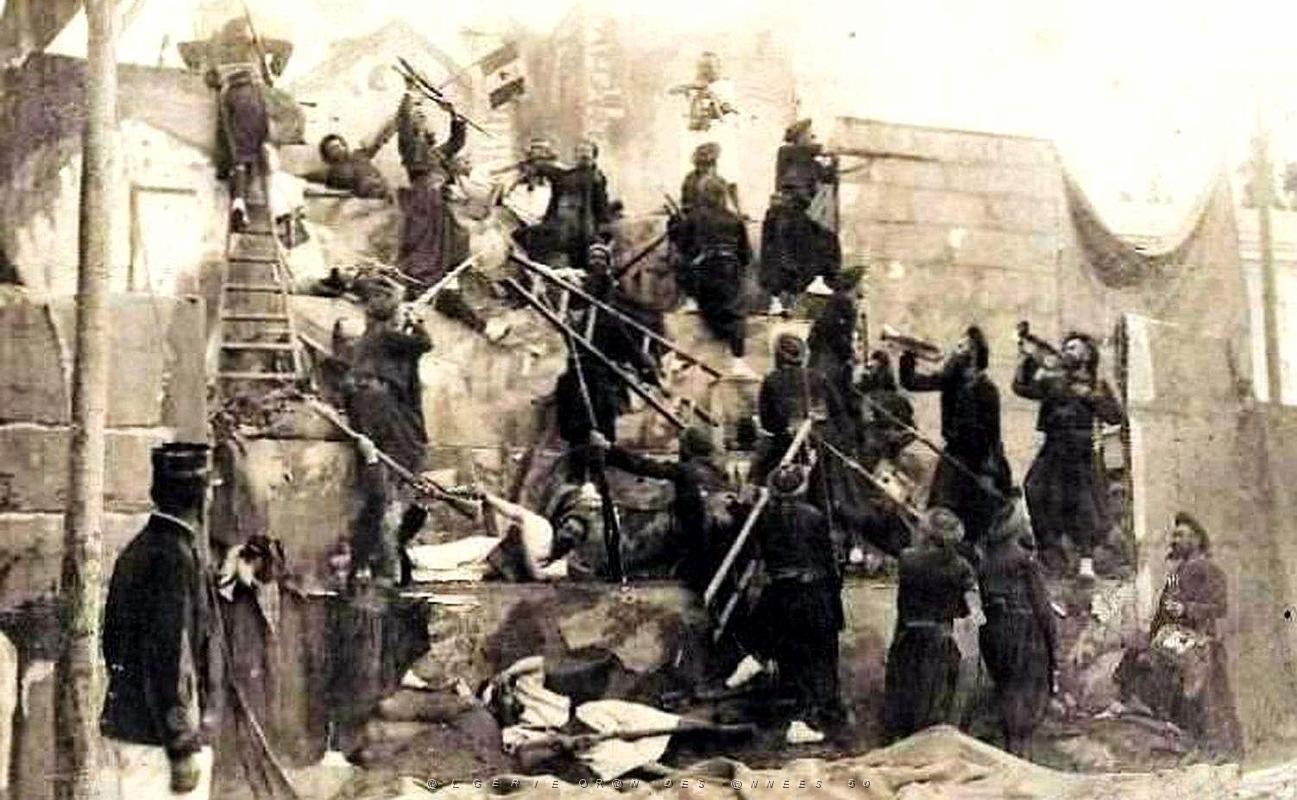 2054- Alger- Fete du 1er Zouaves - Lamoriciere et ses Zouaves2 a l'assaut de Constantine -1904.jpg